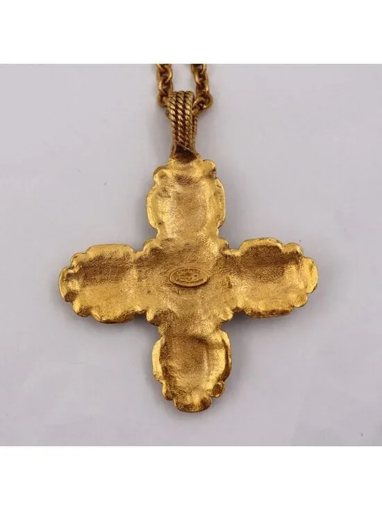 Chanel Colored Stone Necklace Metal Gold Red Green Gripoix - Picture 2 of 8